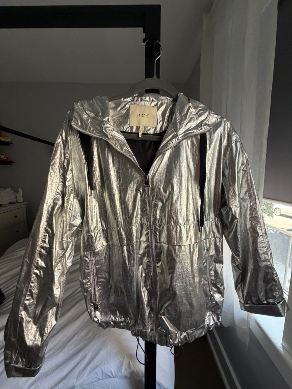 Maje Metallic Jacket size 36 in Silver Metallic